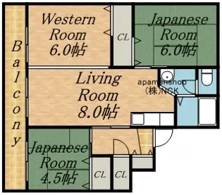 ビレッジハウス札苗1号棟【0301号室】の間取り