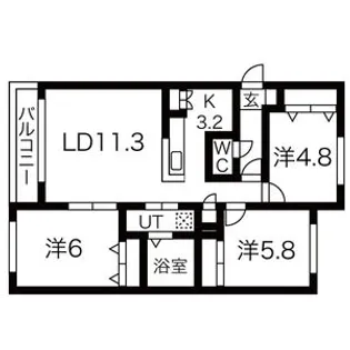 DOUZIEMEⅢ(ドゥージエムスリー)【3階】の間取り