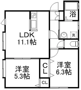 アバンセ西野Ⅰ【1階】の間取り