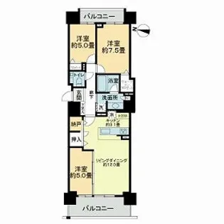 クリーンリバーフィネス札幌ミッドステージセンター【15階】の間取り