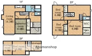 北海道札幌市北区あいの里一条3丁目【一戸建】の間取り
