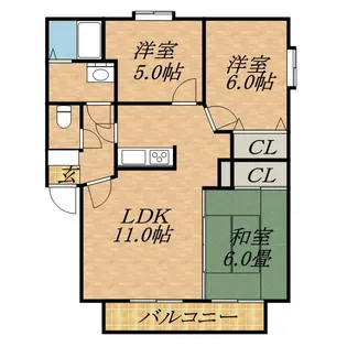 ジュネス太平【202号室】の間取り