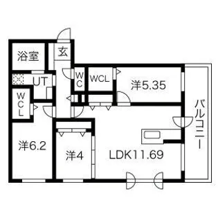 アルファスクエア北20西4【201号室】の間取り