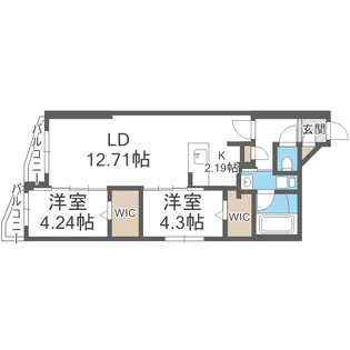 DIORE RESIDENCE SAPPORO【00405号室】の間取り