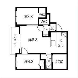 BALBONI山鼻(バルボーニ山鼻)【2階】の間取り