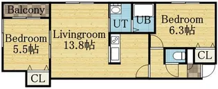 アレックスN48【2階】の間取り