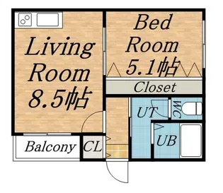 コート・モンターニュ【B201号室】の間取り
