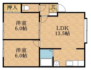 2LDKの間取り画像