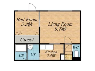 WEST COURT B【101号室】の間取り