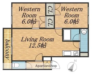 りぶあさりあ【302号室】の間取り