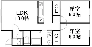 ルミエール八64西【106号室】の間取り