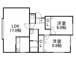 モデュロール発寒【302号室】の間取り