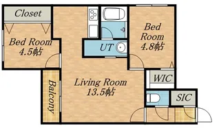 プレオン・ウエスト・ロカ【1階】の間取り