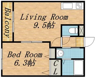 スカイハウス【3階】の間取り