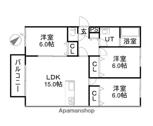 ヴァンベール山の手【201号室】の間取り