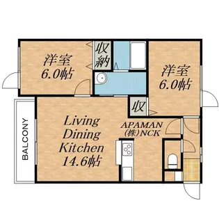 2LDKの間取り画像