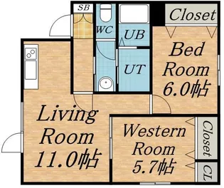 ブロードスペース【2-左号室】の間取り