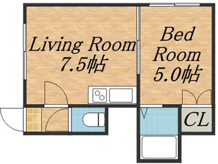 グランドール八軒B【222号室】の間取り