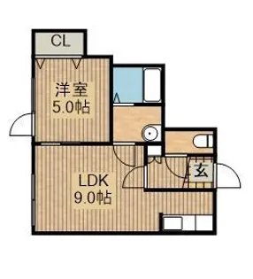 カーザフェリス稲穂【206号室】の間取り