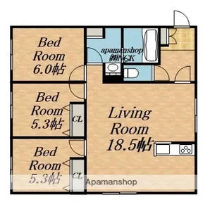 タウンハウス西野参番館【1階】の間取り
