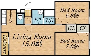エストラージュ西野参番館【0205号室】の間取り