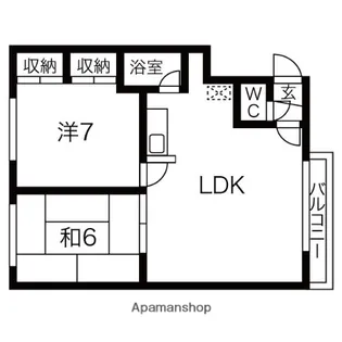 北海道札幌市北区新川二条3丁目【アパート】の間取り