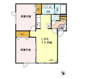 ポンムドゥテール前田【101号室】の間取り