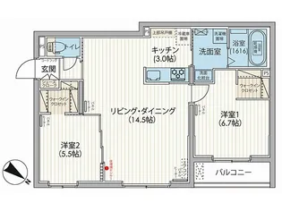 エフュート宮の沢【2階】の間取り