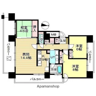 ディーグラフォート琴似メトロポリスビアン・ヴェルデコート【10階】の間取り