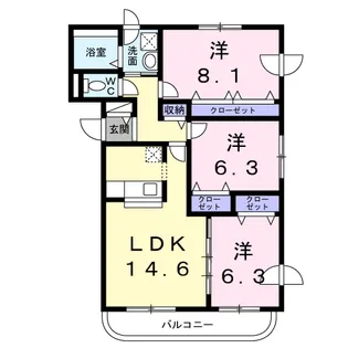 プランドール西野【201号室】の間取り