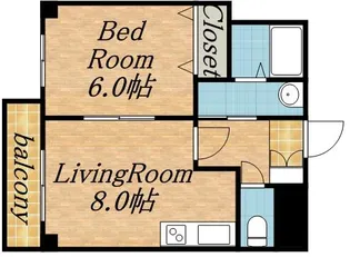 サンタの館医大前【906号室】の間取り