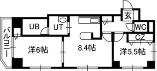ノースアージュ中島公園【01101号室】の間取り