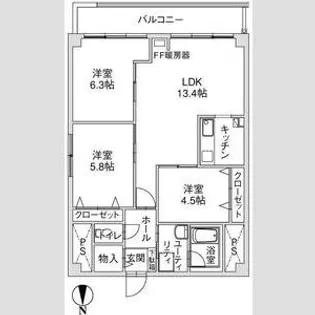 円山パークハイツ【510号室】の間取り