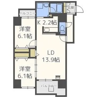 SQUARE MS614Ⅱ(スクエアマンション614Ⅱ)【7階】の間取り