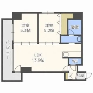 アルファスクエア南4条東【6階】の間取り