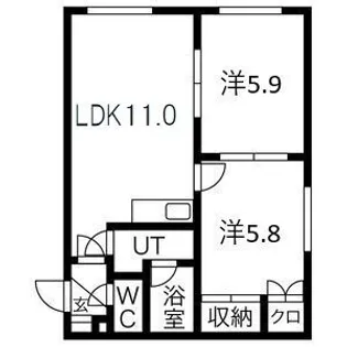 グレース山の手【401号室】の間取り