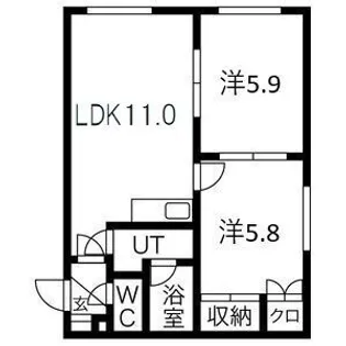 グレース山の手【4階】の間取り
