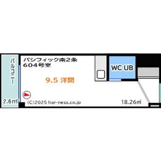 パシフィック南2条【604号室】の間取り