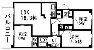 クレール旭ケ丘【3階】の間取り
