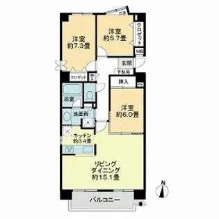 コートハウス山鼻【0204号室】の間取り