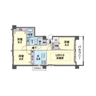 ヴァンヴェール円山【7階】の間取り