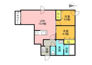 コートロティS21・B【3階】の間取り