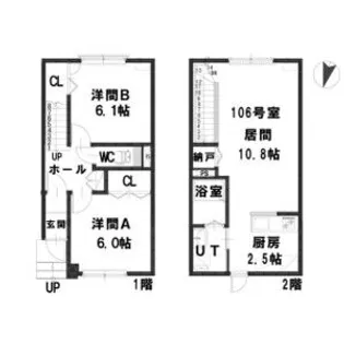 ルミエール山麓通【106号室】の間取り