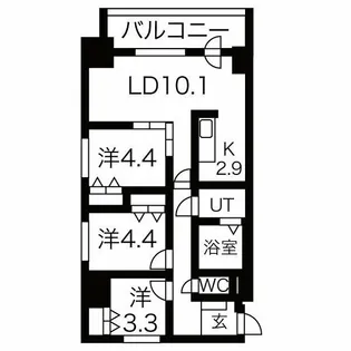 コートロティS15【8階】の間取り