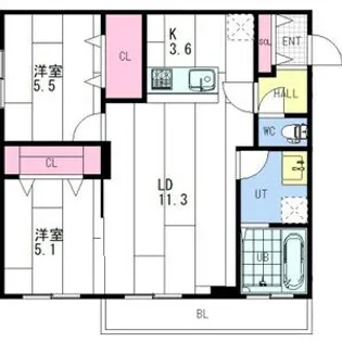 ANGEーSENTIER(アンジュ・サンティエ)【1階】の間取り