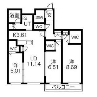アルファスクエアS17【2階】の間取り