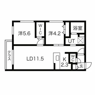 ブランシャール伏見【1階】の間取り