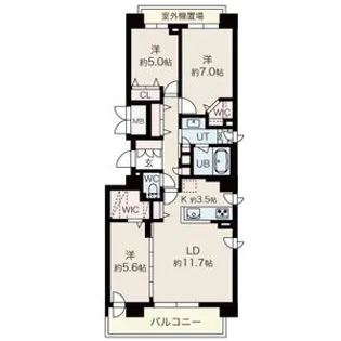 ル・コルヌイエ山鼻(LE CORNOUILLER YAMAHAN【3階】の間取り