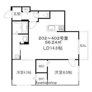 北海道札幌市中央区南十六条西6丁目【マンション】の間取り
