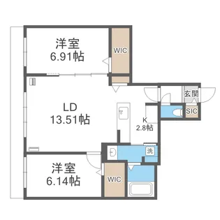 ビッグレジデンス円山宮ケ丘【1階】の間取り